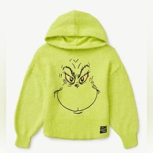 Girls Justice Grinch Fuzzy Christmas Sweater Hoodie NWT Fall Winter The Grinch
